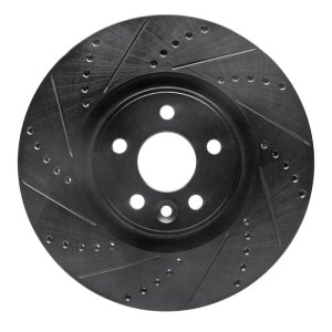 Volvo S80 Brake Rotor (1) - Front Left - R1 Concepts - Drilled & Slotted - Black - `07-`16